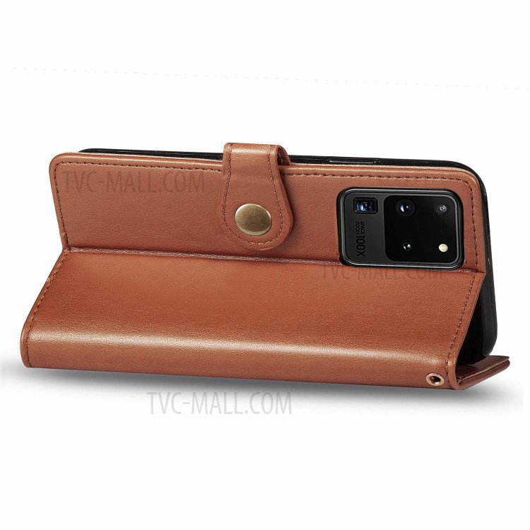 Support Solide Portefeuille De Couleur Housse En Cuir Pour Samsung Galaxy S20 Ultra - Marron-6