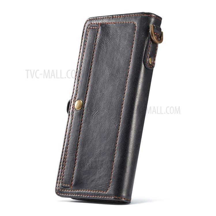 CASEME Qin Series Detachable 2-in-1 Split Leather Wallet Flip Cover for Samsung Galaxy S20 - Black-12