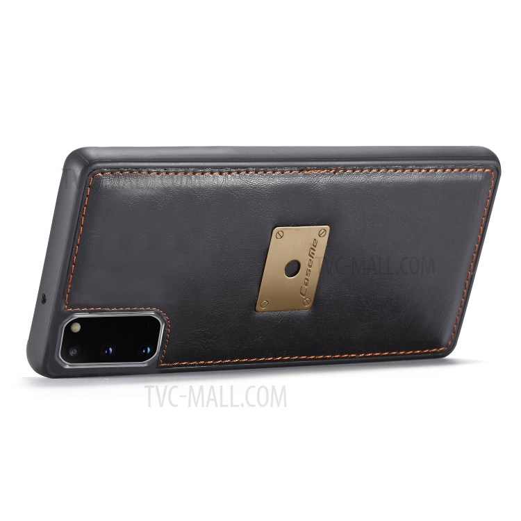 CASEME Qin Series Detachable 2-in-1 Split Leather Wallet Flip Cover for Samsung Galaxy S20 - Black-15
