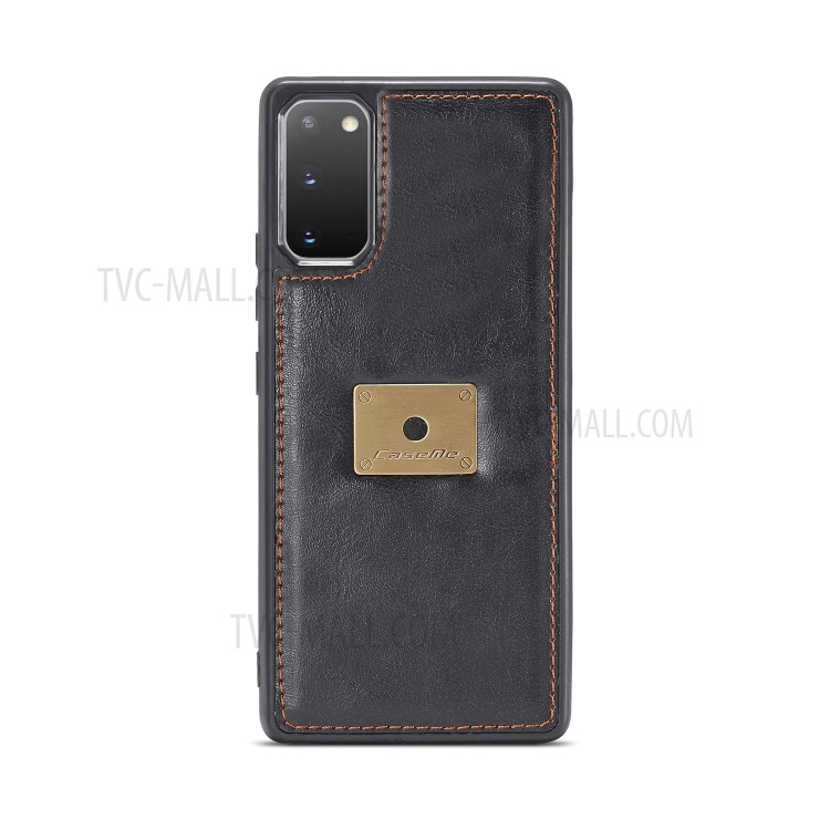 CASEME Qin Series Detachable 2-in-1 Split Leather Wallet Flip Cover for Samsung Galaxy S20 - Black-2