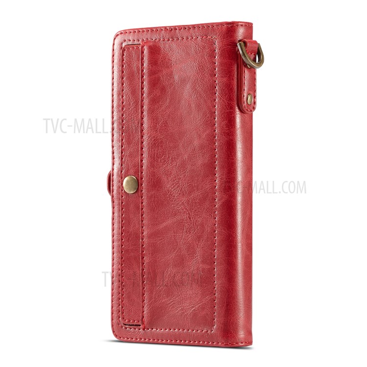 CASEME Qin Series Detachable 2-in-1 Split Leather Wallet Flip Case for Samsung Galaxy S20 - Red-12