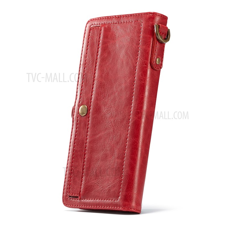 CASEME Qin Series Detachable 2-in-1 Split Leather Wallet Flip Case for Samsung Galaxy S20 - Red-13