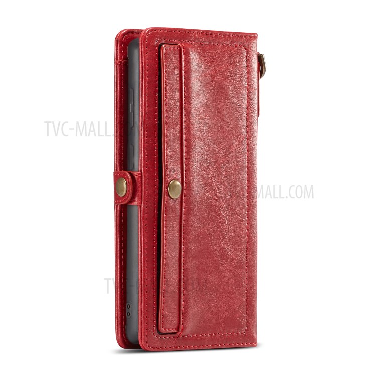 CASEME Qin Series Detachable 2-in-1 Split Leather Wallet Flip Case for Samsung Galaxy S20 - Red-15