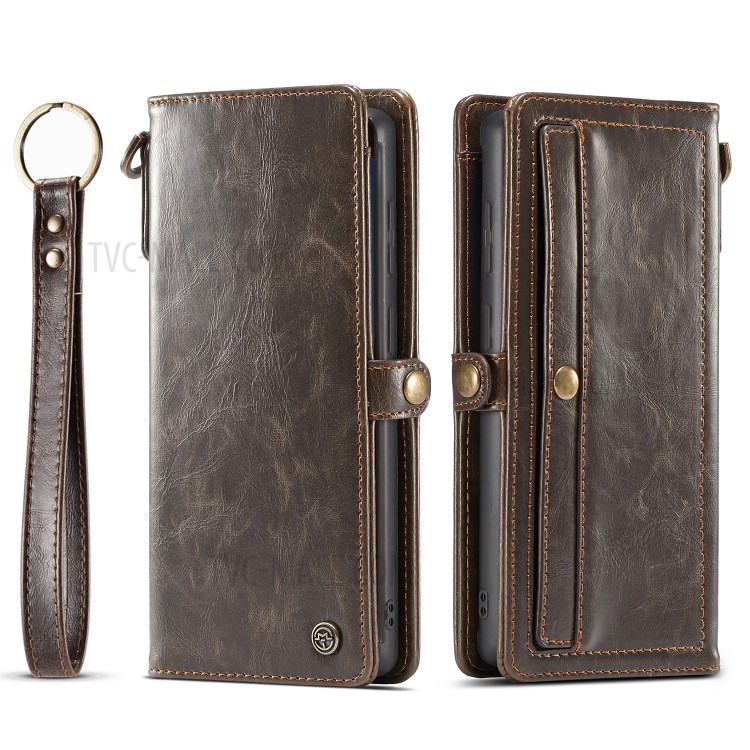 CASEME Qin Series Detachable 2-in-1 Split Leather Wallet Flip Case for Samsung Galaxy S20 - Brown-5