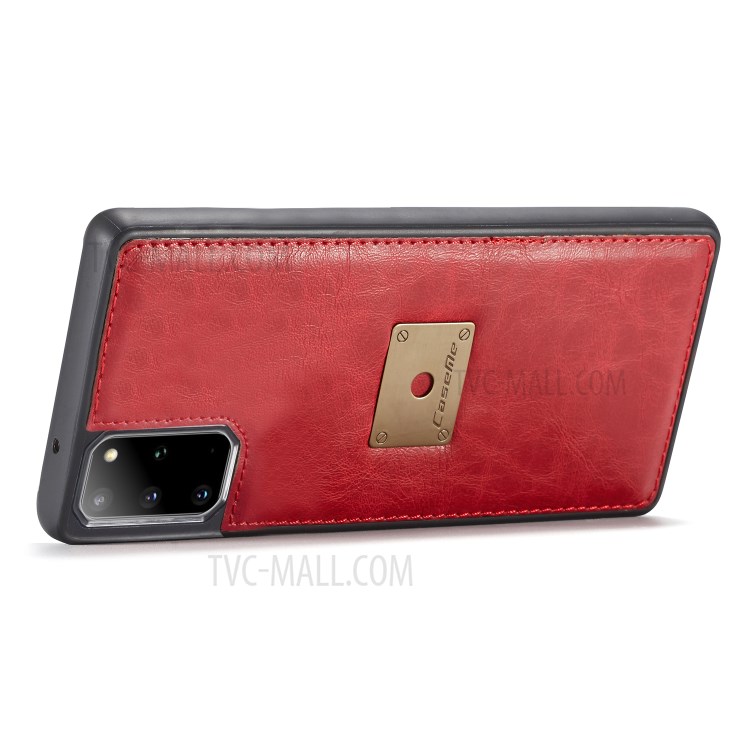 CASEME Qin Series Detachable 2-in-1 Split Leather Phone Shell for Samsung Galaxy S20 Plus - Red-10