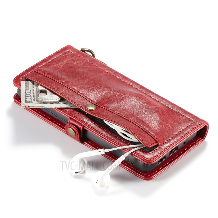 CASEME Qin Series Detachable 2-in-1 Split Leather Phone Shell for Samsung Galaxy S20 Plus - Red-15