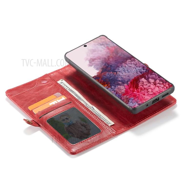 CASEME Qin Series Detachable 2-in-1 Split Leather Phone Shell for Samsung Galaxy S20 Plus - Red-17