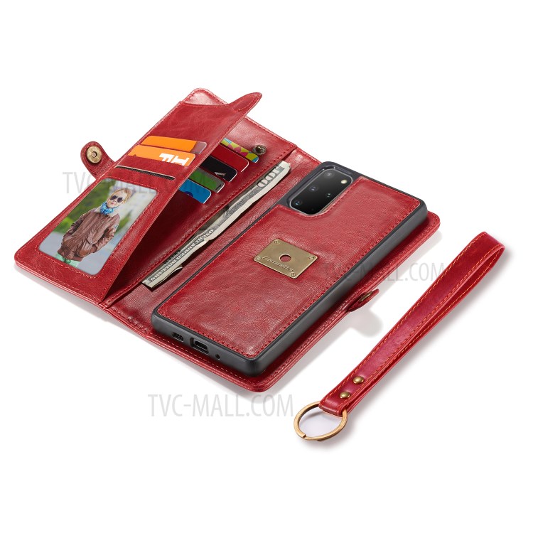 CASEME Qin Series Detachable 2-in-1 Split Leather Phone Shell for Samsung Galaxy S20 Plus - Red-18