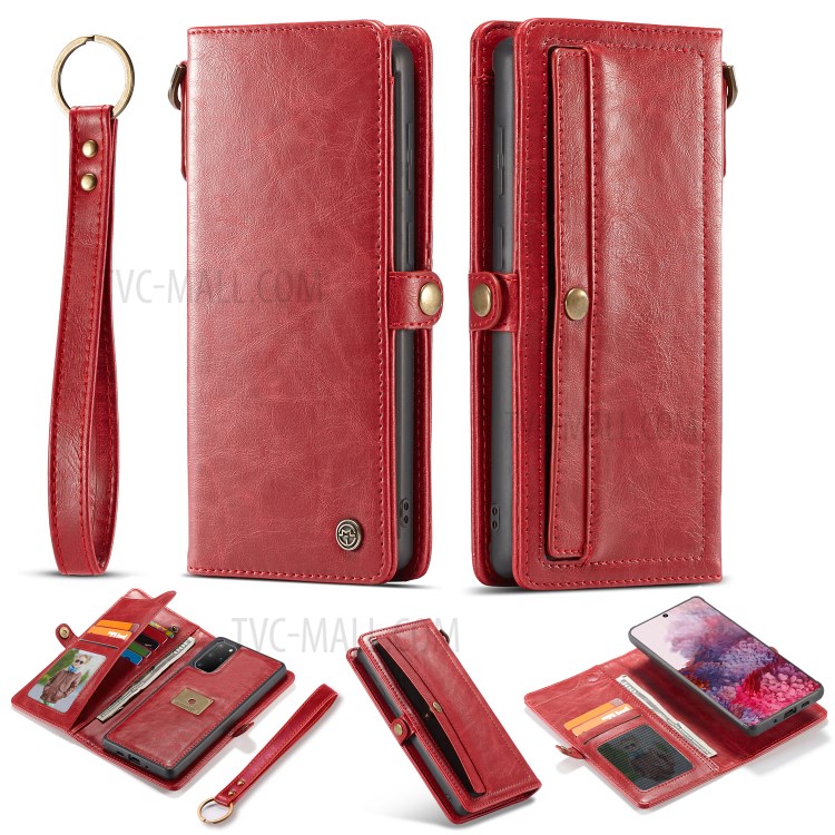 CASEME Qin Series Detachable 2-in-1 Split Leather Phone Shell for Samsung Galaxy S20 Plus - Red-2