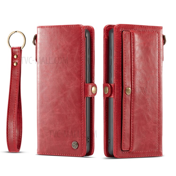 CASEME Qin Series Detachable 2-in-1 Split Leather Phone Shell for Samsung Galaxy S20 Plus - Red-4
