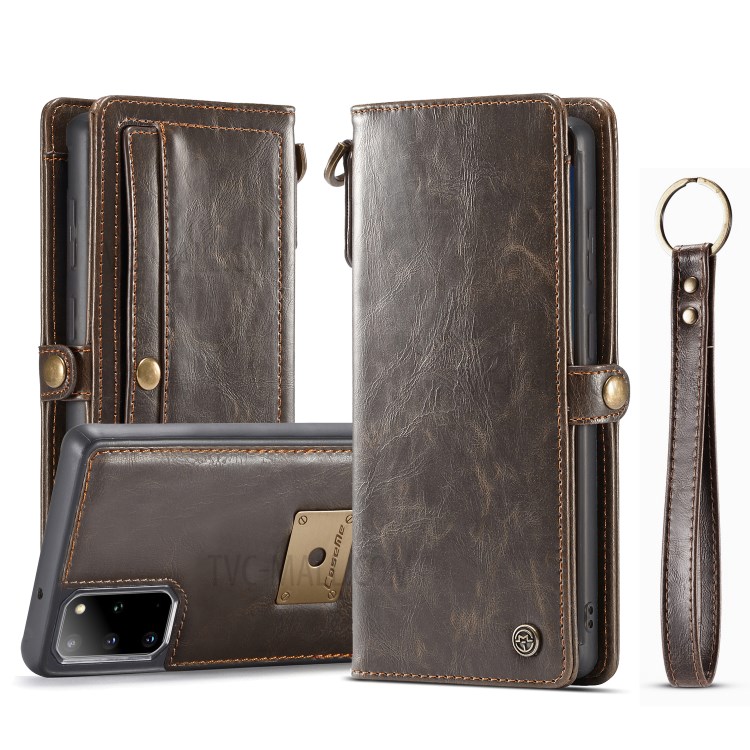 Shell CASEME Serie Qin Staccabile 2-in-1 Spaccato Del Cuoio Del Telefono Per La Galassia S20 Inclusa - Marrone-1