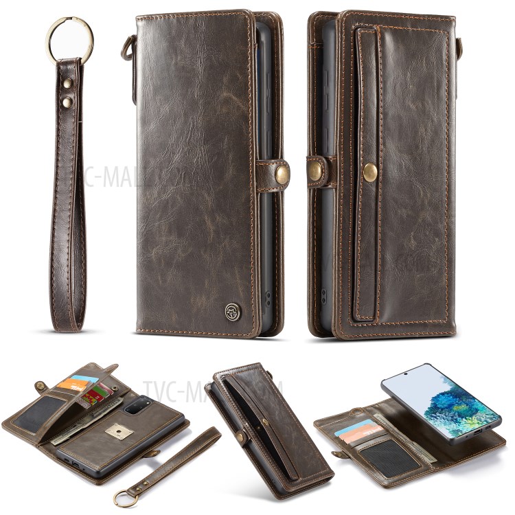Shell CASEME Serie Qin Staccabile 2-in-1 Spaccato Del Cuoio Del Telefono Per La Galassia S20 Inclusa - Marrone-2