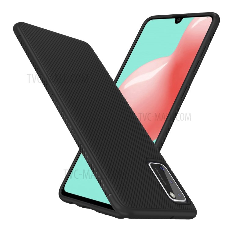 LENUO Twill Texture TPU Cover Case for Samsung Galaxy A41 - Black-1