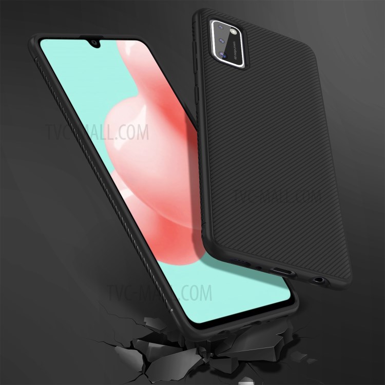 LENUO Twill Texture TPU Cover Case for Samsung Galaxy A41 - Black-6