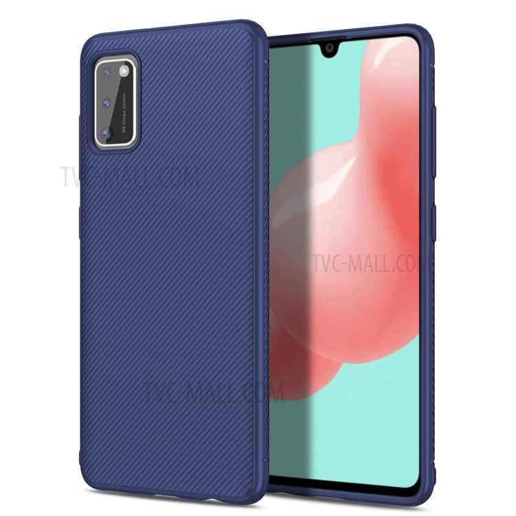 LENUO Sarja Textura TPU Caso De Capa Para Samsung Galaxy A41 - Azul-2