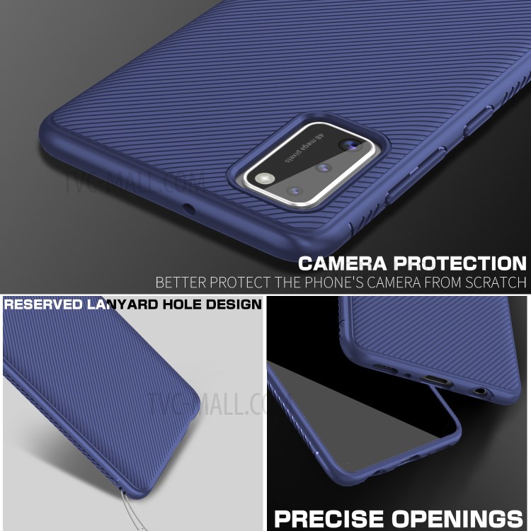 LENUO Sarja Textura TPU Caso De Capa Para Samsung Galaxy A41 - Azul-4