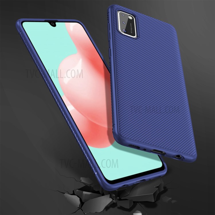 LENUO Sarja Textura TPU Caso De Capa Para Samsung Galaxy A41 - Azul-6