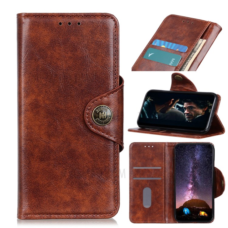 Wallet Stand Flip Leather Case Phone Cover for Samsung Galaxy A70e - Brown-1