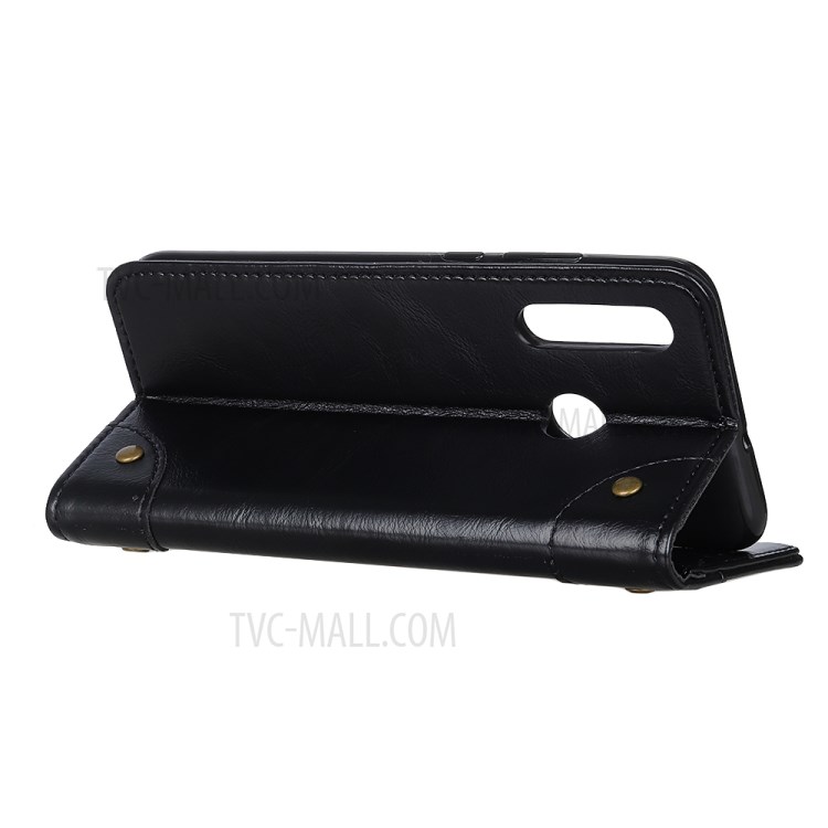 Auto-absorbed Leather Wallet Phone Case with Stand Shell for Samsung Galaxy A70e - Black-2