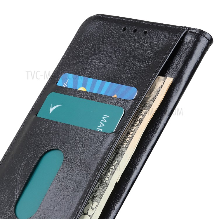 Auto-absorbed Leather Wallet Phone Case with Stand Shell for Samsung Galaxy A70e - Black-8