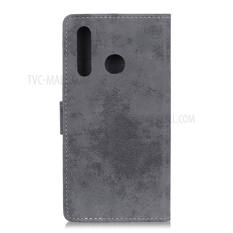 Vintage Style Leather Wallet Case Cell Phone Shell for Samsung Galaxy A70e - Grey-11