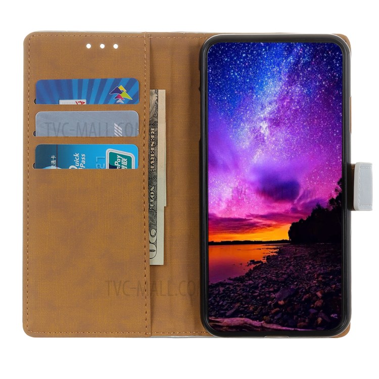 Wallet Stand Leather Case Protective Case for Samsung Galaxy A70e - Black-3