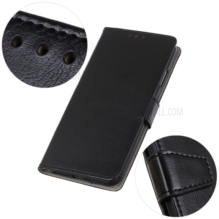 Crazy Horse Leather Cover Wallet Stand Case for Samsung Galaxy A70e - Black-3