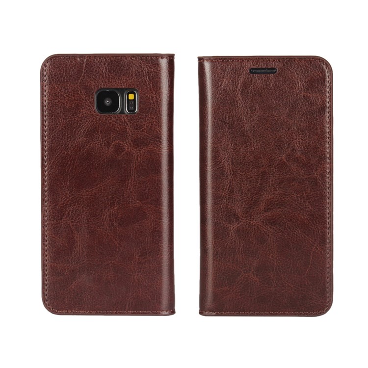 

Crazy Horse Genuine Leather Phone Case for Samsung Galaxy S7 edge G935 - Dark Brown