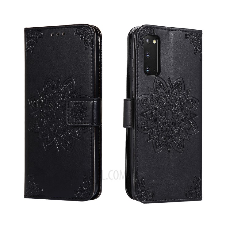 Imprint Kaleidoscope Wallet Stand Flip Leather Case for Samsung Galaxy S20 - Black-10