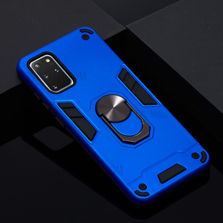 Tampa Do Telefone Híbrido Destacável 2-in-1 + Plástico TPU Com Estribo Lateral Rotativo Para Samsung Galaxy S20 Mais - Bebê Azul-5