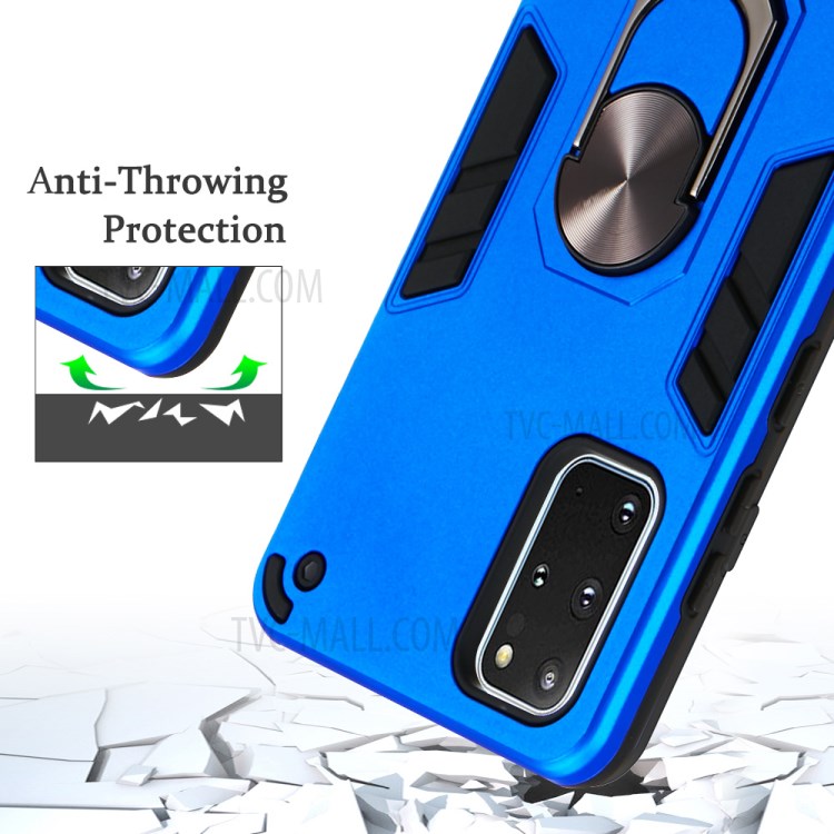 Tampa Do Telefone Híbrido Destacável 2-in-1 + Plástico TPU Com Estribo Lateral Rotativo Para Samsung Galaxy S20 Mais - Bebê Azul-6