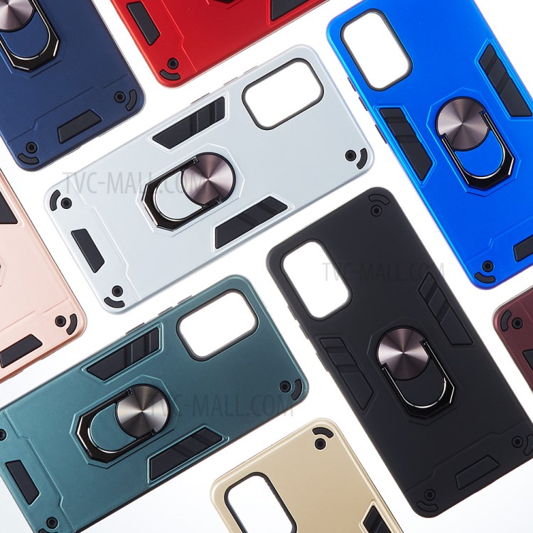 Tampa Do Telefone Híbrido Destacável 2-in-1 + Plástico TPU Com Estribo Lateral Rotativo Para Samsung Galaxy S20 Mais - Bebê Azul-8