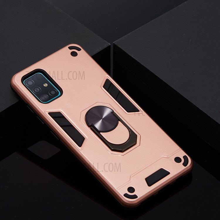 Magnetic Ring Bracket Hybrid PC + TPU Armor Protection Case for Samsung Galaxy A51 - Rose Gold-5