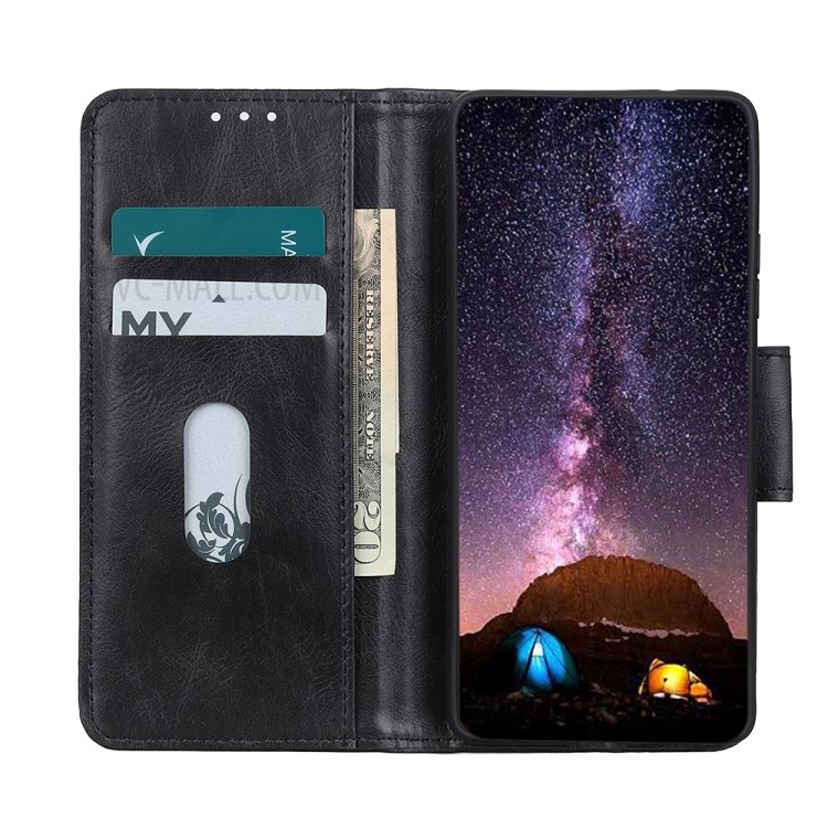 Crazy Horse Leather Cover with Stand Wallet Shell for Samsung Galaxy A41 - Black-4