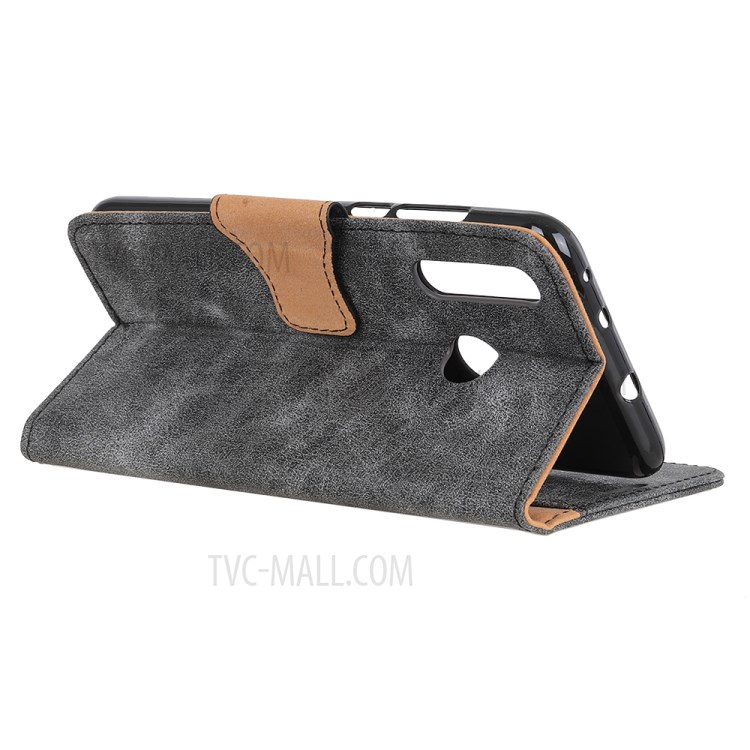 Vintage Style Split Leather Mobile Phone Case with Wallet Stand for Samsung Galaxy A70e - Grey-4