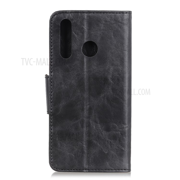 Crazy Horse Split Leather Case Wallet Magnetic Phone Shell for Samsung Galaxy A70e - Black-3