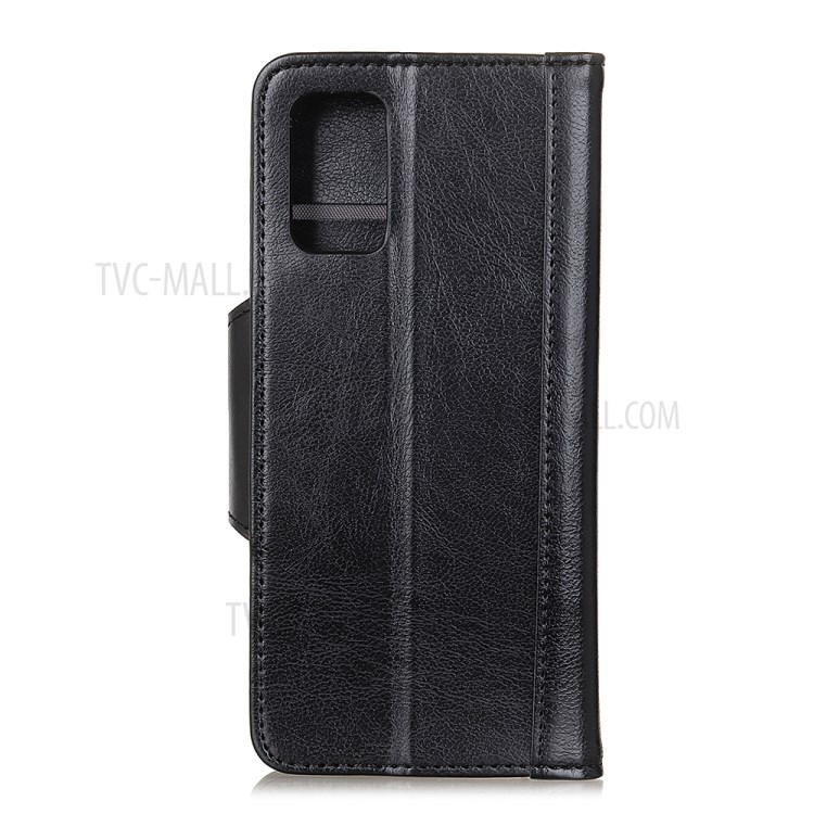 Glossy PU Leather Wallet Case for Samsung Galaxy A41 - Black-3