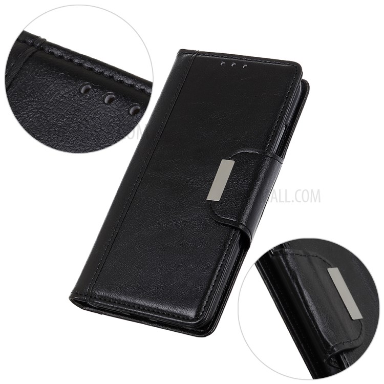 Glossy PU Leather Wallet Case for Samsung Galaxy A41 - Black-8