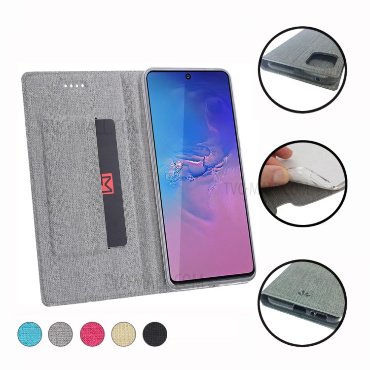 VILI DMX Cross Skin Leather Shell Case for Samsung Galaxy A91/S10 Lite - Grey-3