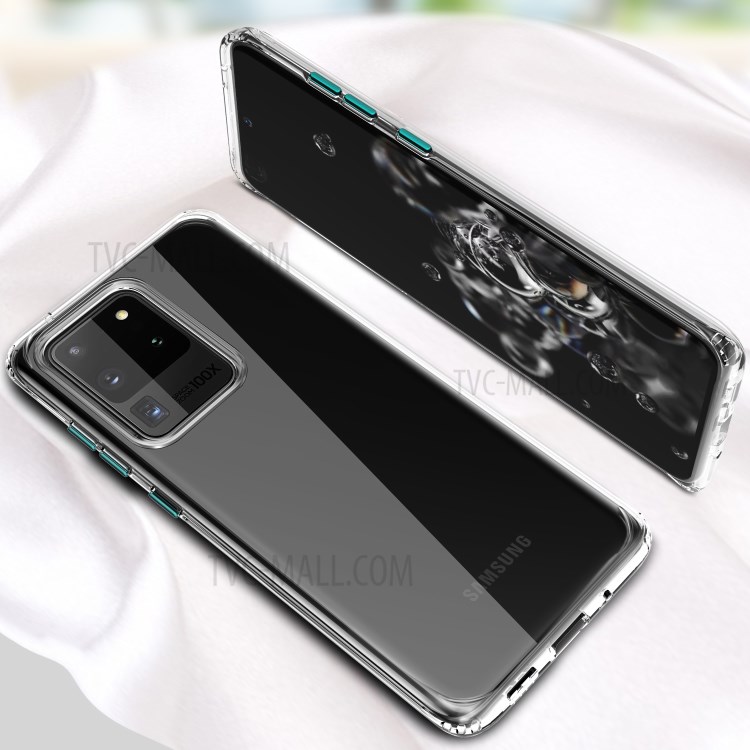 Clear Shockproof Soft TPU Back Shell for Samsung Galaxy S20 Ultra - Black Button-3