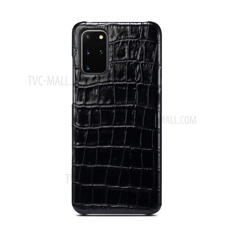 Crocodile Texture Genuine Leather Coated Plastic Phone Case for Samsung Galaxy S20 Plus - Black-2