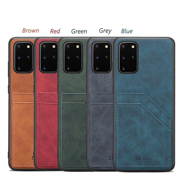 Dual Card Slot PU Leather Coated TPU Mobile Phone Case for Samsung Galaxy S20 Plus - Brown-9