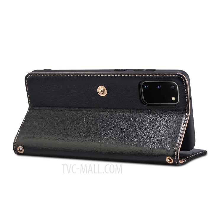 Genuine Leather Wallet Case for Samsung Galaxy S20 - Black-2