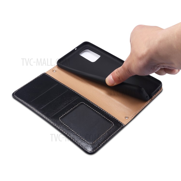 Genuine Leather Wallet Stand Case for Samsung Galaxy S20 Plus - Black-4