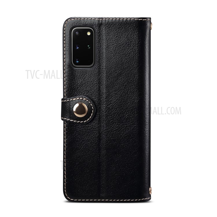 Genuine Leather Wallet Stand Case for Samsung Galaxy S20 Plus - Black-7