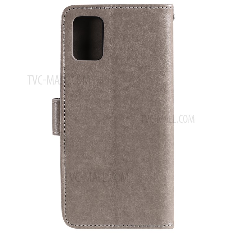 Imprinted Flower Owl Leather Phone Protective Case for Samsung Galaxy A91/S10 Lite - Grey-3