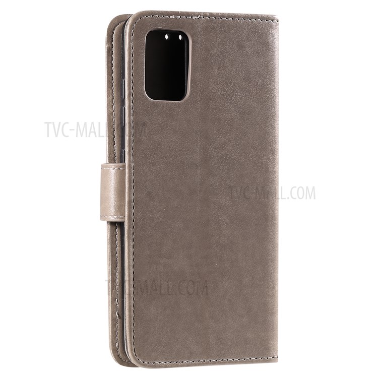 Imprinted Flower Owl Leather Phone Protective Case for Samsung Galaxy A91/S10 Lite - Grey-5