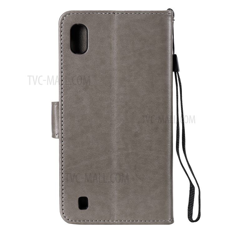 Imprint Owls Pattern Wallet Stand Leather Case Protective Cover for Samsung Galaxy A01 - Grey-3