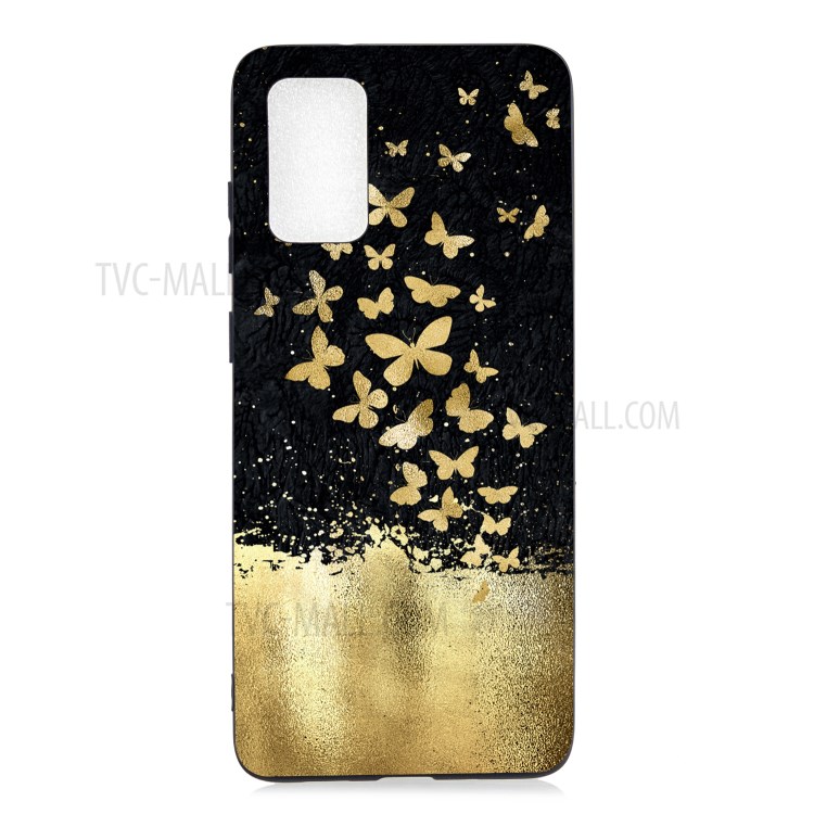 Pattern Printing Matte Soft TPU Protective Case for Samsung Galaxy S20 - Gold Butterflies-1