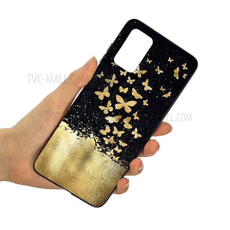 Pattern Printing Matte Soft TPU Protective Case for Samsung Galaxy S20 - Gold Butterflies-2